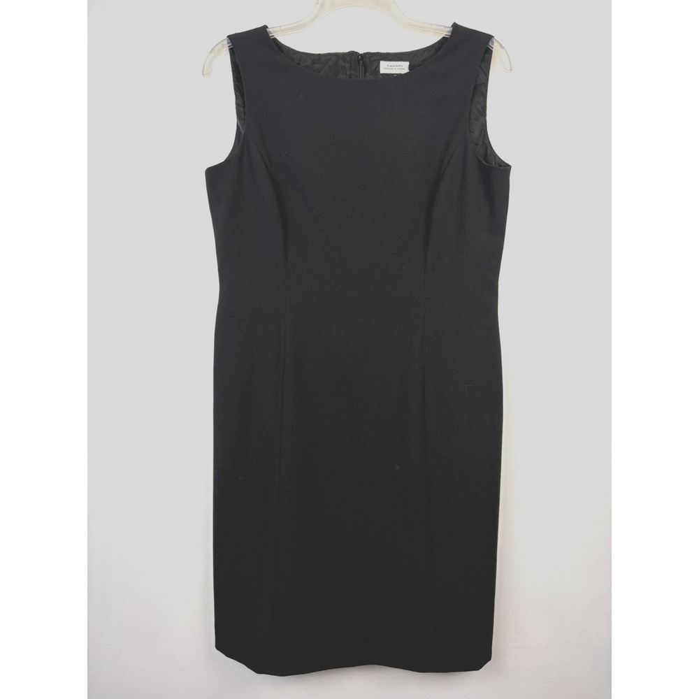 Tahari Arthur Levine Shift Dress Women 14 Black Sleeveless Professional Career